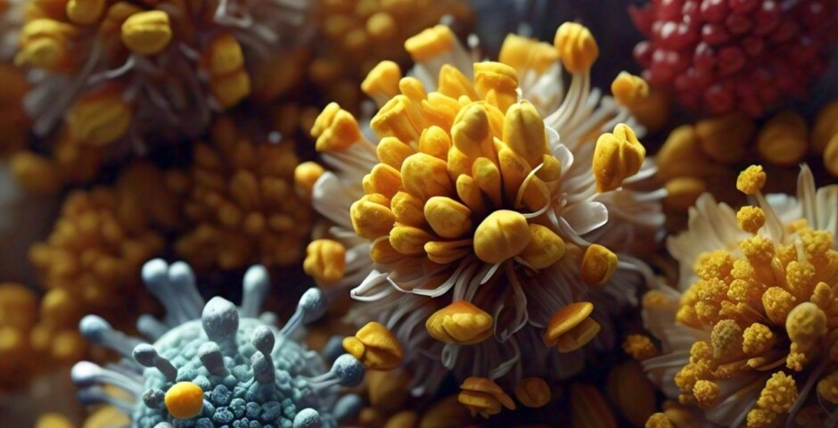 In what type of structures are pollen grains stored ?