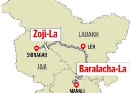Which pass links Srinagar to Leh?