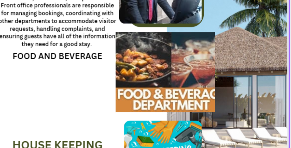 "How do the various departments of a hotel, such as front office, housekeeping, food & beverage, and maintenance, work together to ensure a seamless guest experience?