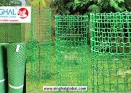 What are the different materials and designs available in plastic tree guards, and how do they protect young trees?
